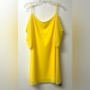 Yellow Cold-Shoulder Spaghetti Strap Women's Dress